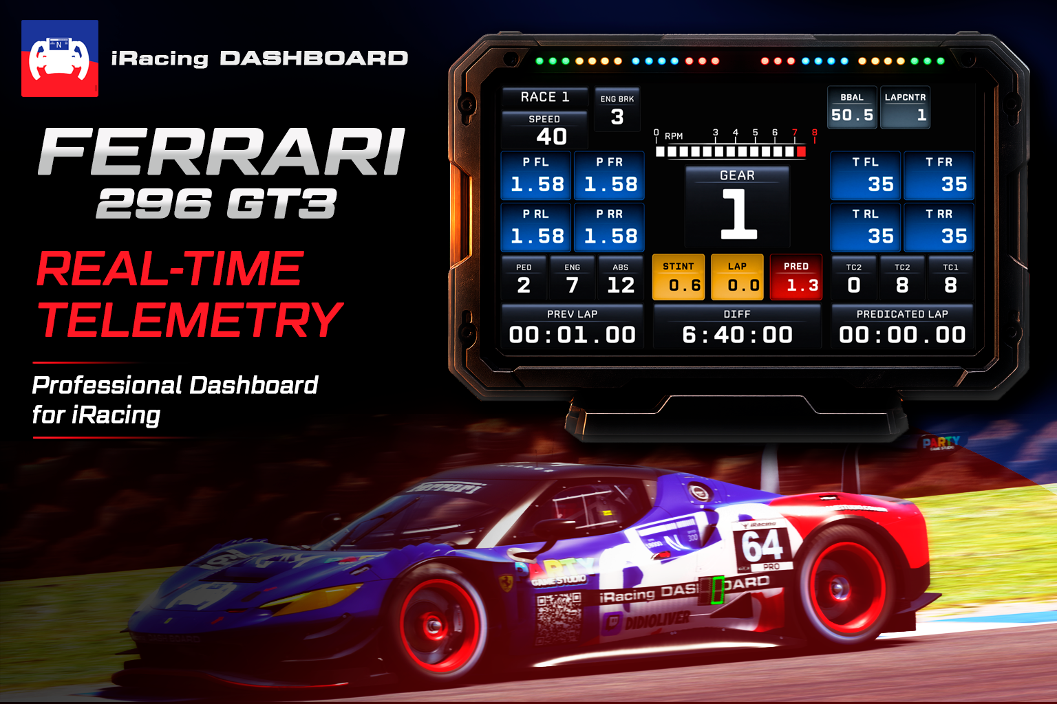 Ferrari 296 GT3 Dashboard